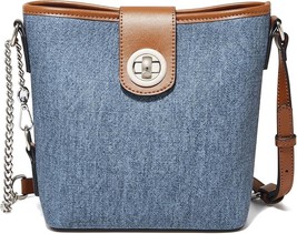 Women’s Fashion Bucket Bag, Leather Crossbody Purse, Shoulder Handbag, Blue - $731.94 MXN
