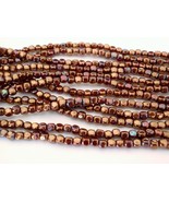 50 4 x 4 mm Czech Glass Cube Beads: Opaque Red - Bronze - $30.39 MXN