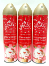 3 X S.C.Johnson Glade Strawberry Sundae Funday Air Freshener Spray Odor Eliminat - £23.34 GBP
