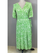 Vintage Lilly Pulitzer Green Floral Short Sleeve Wrap Dress Size 8 - $36.16