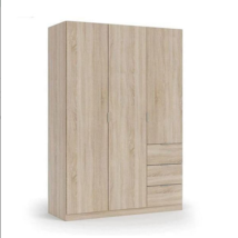 Cairo Oak Effect Compact 3 Door 3 Drawer Space-Saving 135cm Wardrobe - £413.44 GBP