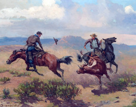 Framed canvas art print giclée roping a maverick western cowboys - £31.37 GBP+