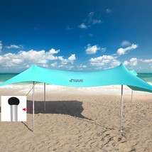 Adjustable Thicken Aluminum Poles Portable Beach Tent UV Protection 10x10 FT NEW - £19.20 GBP