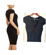 H&amp;M Perfect Black Ribbed Sweater Knit Mini Dress Size M Stretchy Bodycon - $17.51 CAD