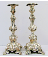 Matched Pair of Antique Hazorfim Baroque Sterling Silver Candlesticks - €723,70 EUR