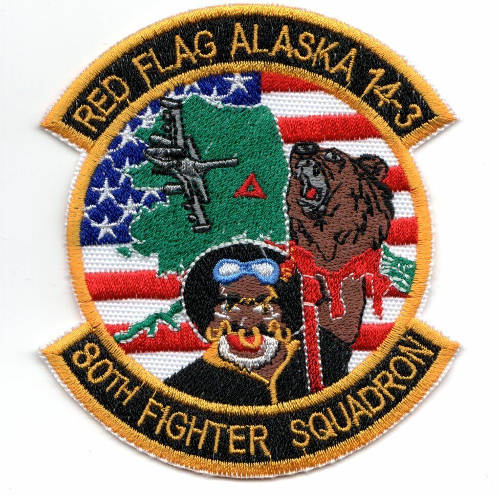 4" USAF AIR FORCE 8-FS RED FLAG ALASKA 14-3 USA FLAG EMBROIDERED JACKET PATCH - £27.96 GBP