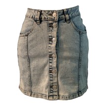 Almost Famous Womens Button Front Jean Skirt Junior Size 3 Front Pockets - $17.63