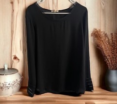 NWT Black Pleione Top Womens SIZE XL Semi Sheer Blouse Long Sleeve - $44.54