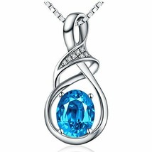 Swiss Blue Natural Topaz Gemstone Pendant Sterling Silver Necklace 18 inch Chain - $175.72