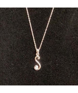 Sterling Silver 925 “S” initial chain with diamond like stone in bottom ... - $18.75