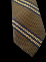 60s Tie Skinny Necktie Diagonal Repp Stripe Brown Gold Sears Silk Vintag... - $39.73