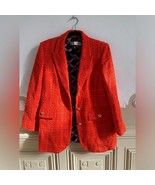 ZARA Orange Tweed Blazer Jacket Ornate Gold Buttons Printed Lining Size M - $1,353.61 MXN