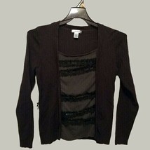 Willow Bay Womens Shirt Small Black Long Sleeve Sweater with Sequin Front - $11.79