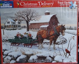 Christmas Delivery Farm House Barn Horse Sleigh Presents 1000 pc Puzzle Sealed - £21.65 GBP