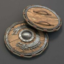 24 Inch Medieval Warrior Wooden Viking Shield Round Shield Dragon Face Viking - £190.80 GBP