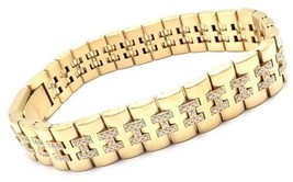 Authentic! Vintage Hermes Paris 18k Yellow Gold Diamond H Link Bracelet - $20,000.00