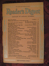 Reader&#39;s Digest September 1940 Soybeans Alexis Carrel Kay Boyle Robert Sherwood - £5.50 GBP