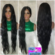 Tessa&quot; Black Wavy Wig, heat Resistant, 32 inches Lace Front Wig, Glueless Wig, H - £66.05 GBP