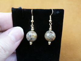 (EE-388-30) 12mm faceted tan Mookaite Picasso jasper gemstone dangle earrings - £12.49 GBP