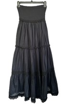 Sabra Women&#39;s Strapless Tiered Midi Dress Lined 100% Cotton Size XS Black - £19.77 GBP