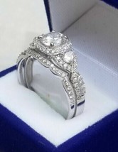 Bridal Wedding Ring Set 2.90Ct Round Cut Diamond 14k White Gold Finish Size 6.5 - £101.99 GBP