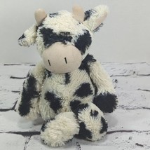 Jellycat Bashful Cow 12&quot; Soft Floppy Plush Black White Stuffed Animal Stuffed - £16.06 GBP