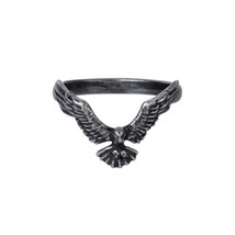 Alchemy Gothic R232 - Ravenette Ring Black Raven wings England Band - £16.21 GBP