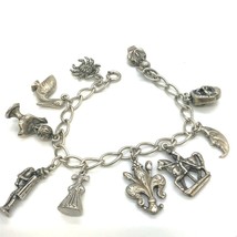 Vintage Signed Sterling Souvenir Travel Theme Charms Chain Bracelet size... - £189.23 GBP