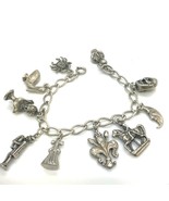 Vintage Signed Sterling Souvenir Travel Theme Charms Chain Bracelet size... - $237.60