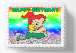 Mermaid Baby Shower Edible Image Personalized Birthday Cake Topper Sticker Decal - £12.11 GBP+