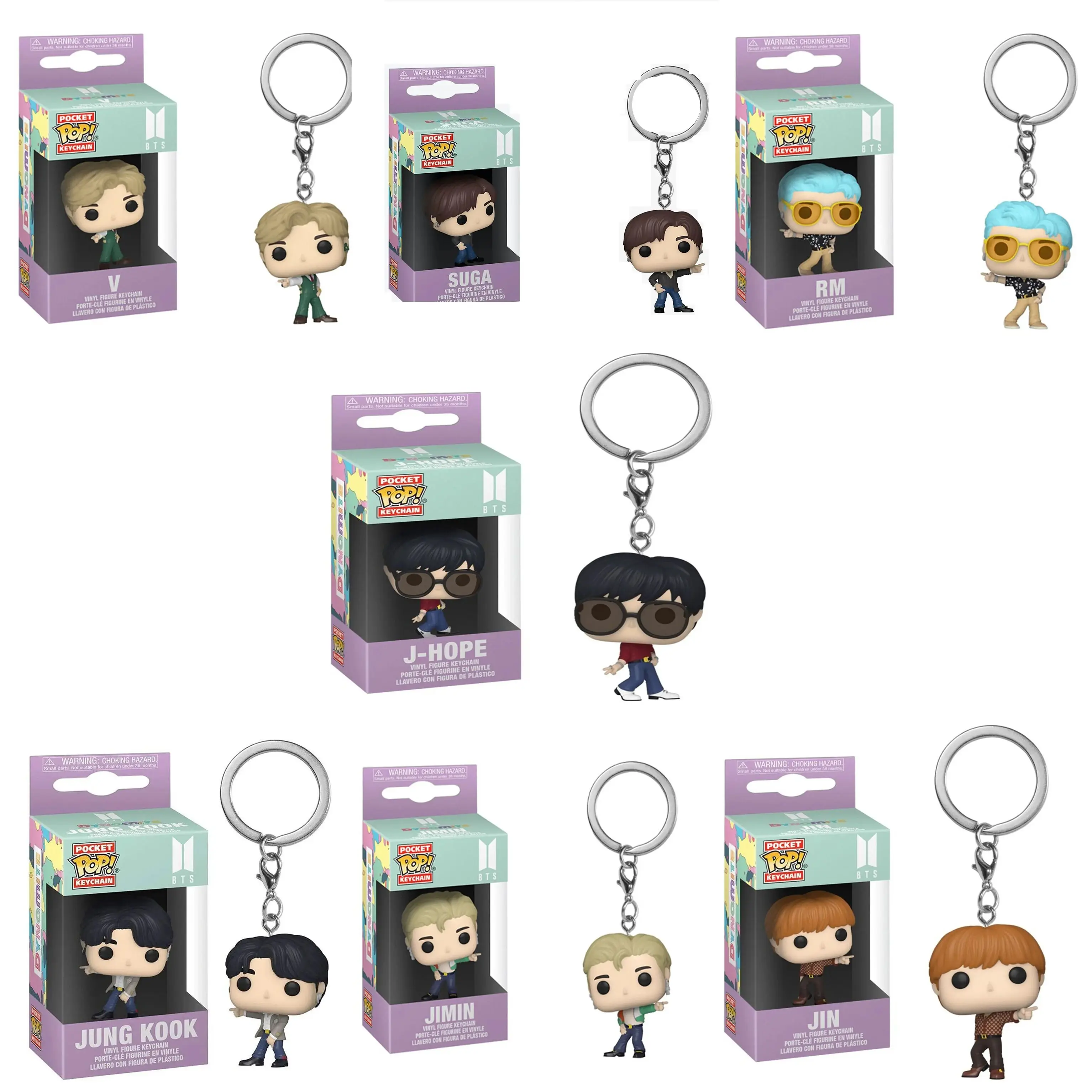 Funko POP Keychain Toy Kpop BTS Cartoon V JUNG KOOK JIMIN Jin V J-HOPE P... - £9.30 GBP+