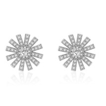 Slovecabin Authentic 925 Sterling Silver Flowers Clear CZ Stud Earrings For Wome - £22.20 GBP