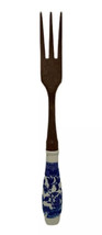 Vintage Blue Willow Serving Fork Wood Fork Ceramic Handle Oriental Asian - £5.78 GBP