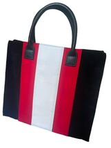 EUC LuLu Dharma Apex Velvet Black Red White Center Racing Stripe Large T... - $16.58