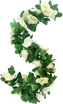 The Muyg 2 Pack Artificial Rose Vine Garland In White Features Fake, And Rooms. - $37.99