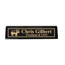 Desk Wedge Name Plate - PERSONALIZED - Indian Rhino - 11 Inches (Genuine... - $43.11