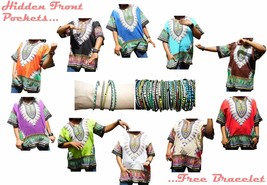 Dashiki Women Shirt African Hippie Vintage Top Haute Tribal Blouse One Size - £11.01 GBP