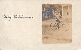 Young Man Riding BICYCLE~1900s Real Photo Postcard - £4.80 GBP