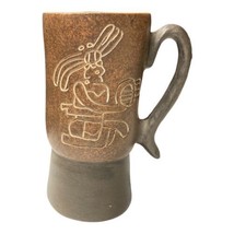 Leopoldo de Mexico Pottery Mug with Handle Red Clay Folk Art Tribal Man ... - £22.39 GBP