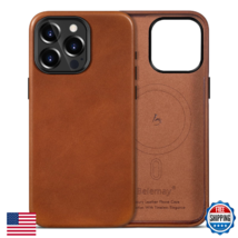 Belemay iPhone 14 Pro MagSafe Full-Grain Leather Case, Metal Buttons - $70.78