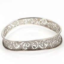 Retired Silpada Oxidized Textured Sterling Cut-Out 8&quot; Wavy Bangle Bracelet B2082 - £37.38 GBP