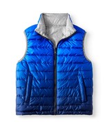 Boys Puffer Vest Reversible Blue Heather Gray Zipper Pockets Size 18 New - £7.05 GBP