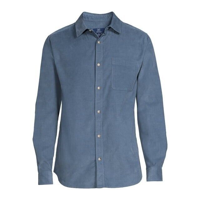 Primary image for George Men's Corduroy Shirt with Long Sleeves, Weathered Blue Size XL(46-48)