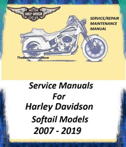 2007 - 2019 Harley Davidson Softail Models Service Repair Maintenance Ma... - $25.95