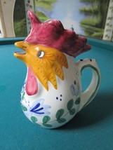 Italian Pitcher Majolica Rooster Hand Painted 8&quot; Original - £58.84 GBP