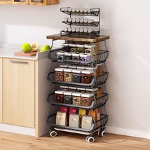 Fruit Basket Kitchen Pantry Organizers And Storage - Wooden Top Table, S... - £48.58 GBP