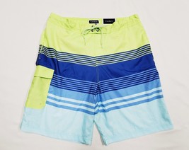 M- 9&quot; Club Room QUICK DRY Bright Lime Navy White BOARD Swim Trunks Short... - £19.36 GBP