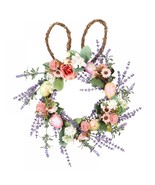 20 Inch Spring Wreath, Adorable Bunny Wreath with Pink Bow, Eggs and Gre... - £28.34 GBP