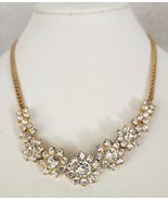 TRIFARI Choker Floral Necklace Crystal Rhinestones  Gold Tone Rope Chain... - €65,08 EUR