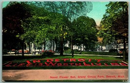 Naval Flower Bed Grand Circus Park Detroit Michigan MI UNP DB Postcard G1 - $2.92